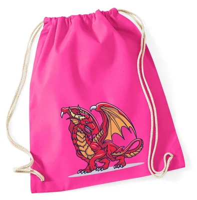 Produktbild von Huuraa Turnbeutel Drache Comic 12 Liter Fuchsia Baumwolle Rucksack Geschenkidee