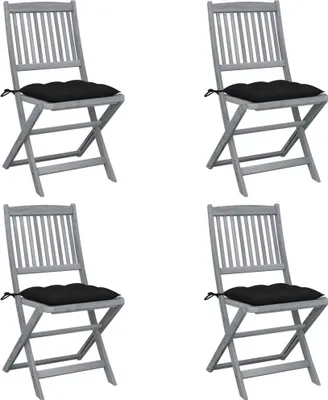 Produktbild von Klappbare Gartenstühle 4 Stk. mit Kissen Massivholz Akazie