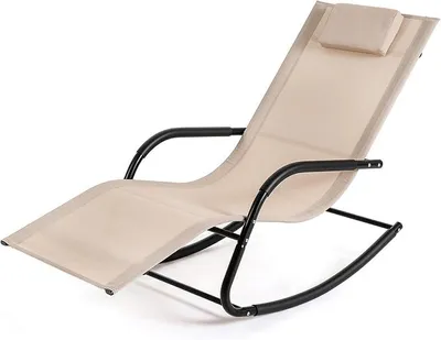 Produktbild von Schaukelliege, Sonnenliege ergonomisch, Gartenliege atmungsaktiver Schaukelstuhl (Beige)