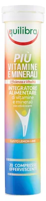 Immagine prodotto di Piu' Vitamine E Minerali Gusto Lemon Lime 20 Compresse Efferfescenti