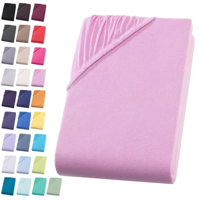 Produktbild von Jersey Spannbettlaken 90-100x200 cm Spannbettuch 100% Baumwolle Bettlaken, Rosa