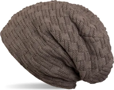 Produktbild von styleBREAKER Feinstrick Longbeanie Mütze mit Flecht Muster und warmem Fleece Innenfutter | Winter Strickmütze Uni elastisch weich bequem warm