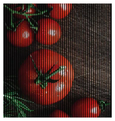 Produktbild von Akustikpaneele mit Digitaldruck Tomaten01 19 x 2253 x 2400 mm Topmaten Tisch MDF PET-Fasern Wandpaneele Rot Grün Braun 4 Einzelplatten