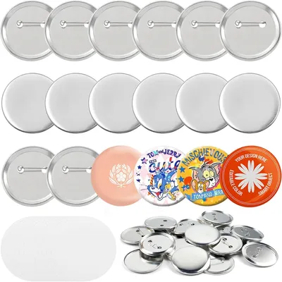 Productafbeelding van Badge blanks 58 mm, 100 stuks, voor knopmachine, met veiligheidsspeld