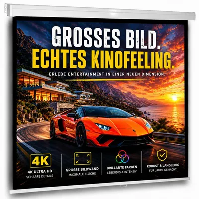 Produktbild von 1:1 SlenderLine Rolloleinwand 160 x 160 cm | Beamer Leinwand für Wand & Decke