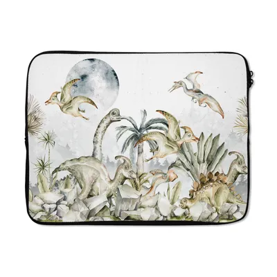 Produktbild von MuchoWow® Laptop Hülle 15 Zoll Dinosaurier - Kinder - Dschungel - Grün - Tiere - Natur Laptoptasche - Laptoptasche - Sleeve - Rundum-Schutz