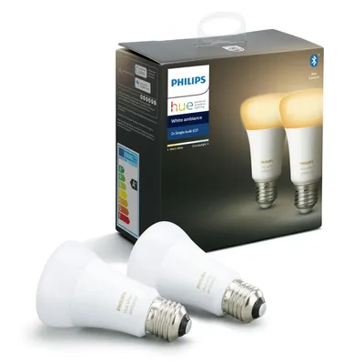 Produktbild von Philips Hue White ambience A60 - Smarte Lampe E27 - 800 (Doppelpack), Intelligentes Leuchtmittel, Bluetooth/Zigbee, Weiß, LED, E27, A60