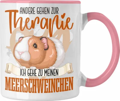 Produktbild von Trendation - Meerschweinchen Tasse Geschenk für Meerschweinchen Besitzer Therapie Lustiger Spruch Geschenkidee (Rosa)