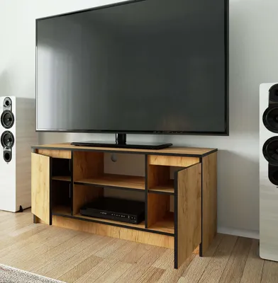 Immagine prodotto di Mobile TV basso da 120 cm con 2 ante e 1 ripiano aperto, mobile TV alto 55 cm CLP