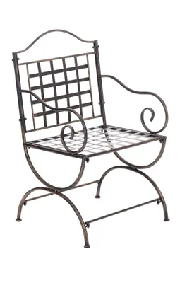 A single bronze chair is shown against a white background.
