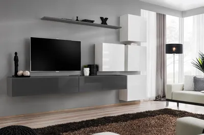 Immagine prodotto di Scaffale da parete grigio Supporto TV Lusso Completo Stile Moderno Soggiorno Nuovo Arredamento