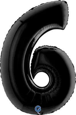 Produktbild von Riesenzahl Folienballon 40"/102cm | Schwarz Zahl: 6