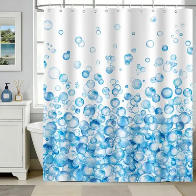 Immagine prodotto di Tenda da doccia blu, 182 x 183 cm, impermeabile, per il bagno