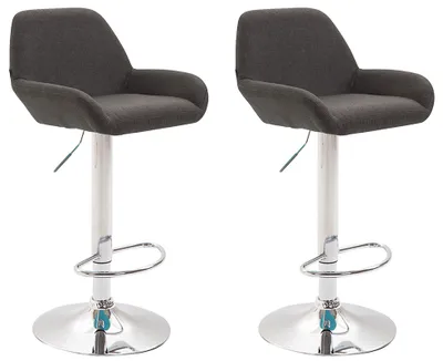 Produktbild von CLP 2er Set Barhocker Braga Stoff drehbar und höhenverstellbar dunkelgrau Gestell Farbe chrom