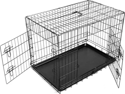 Produktbild von Livista® - Hundehütte aus Metall L - Inkl. PVC-Wanne - Mit Griffen - 2 Türen - Robust und praktisch - 92x63x57cm