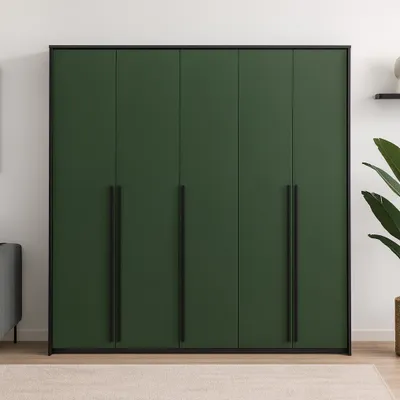 Produktbild von BEAUTYSOFA | Drehtürenschrank GIANA 255 cm Moderne Garderobenschrank mit 5 Türen, Flashengrün