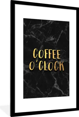 Produktbild von MuchoWow® Gerahmtes Poster Zitat - Kaffee - Gold - Marmor 60x90 cm - Poster mit Schwarzem Bilderrahmen Wandposter Rahmen Foto Bilder - Dekoration - Wandposter Wohnzimmer - Hochwertig