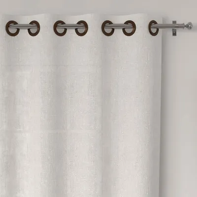 Vorhänge mit Ösen, Leinen-Baumwoll-Mix, 135x250 cm, Weiß