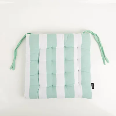 Produktbild von Sitzkissen mit Bindebändern zweiseitig Streifen mint weiß 40x40cm