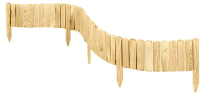 Produktbild von Garronda Beeteinfassung Holz Rollzaun Gartenzaun imprägniert Flexibler Rollborder Rasenkante Palisade Umzäunung für Garten Länge: 200 cm GD-0046 (Natural, Höhe 40 cm)