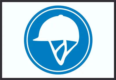 Produktbild von Reiten nur mit Helm Symbol Schild A2 Rückseite selbstklebend