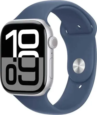 Obrázek produktu pro Apple Watch Series 10 GPS 46mm Silver Aluminium Case with Denim Sport Band - M/L (MWWM3QC/A)