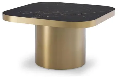 Immagine prodotto di Tavolino Casa Padrino nero/ottone 64 x 64 x h. 37,5 cm - Tavolino quadrato in acciaio inox con piano in Vetroceramica - Mobili Soggiorno - Mobili