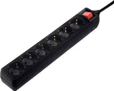 Image de Multiprise, 6 prises, avec interrupteur, 3 m, noire