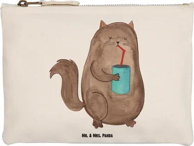 Produktbild von Mr. & Mrs. Panda Stiftemäppchen Katze Dose Größe M - Weiß - Geschenk, Miau, Federtasche, trinken, Cats, Kosmetiktasche, Beauty Bag, Katzen, Mäppchen, Pouch, Cat, Durstig