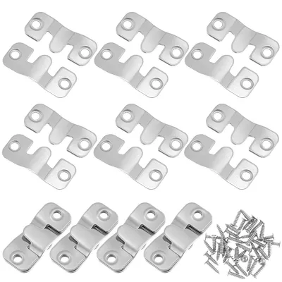 Produktbild von 10 Paar ineinandergreifende Haken, Bilderhaken, Spiegelhaken, Möbelverbinder – Edelstahl – 44 x 19 mm