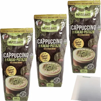 Produktbild von Massimo Cappuccino Dubai Style Flavour 3er Pack (3x500g Beutel) + usy Block