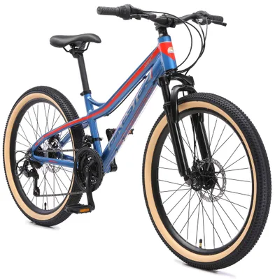 Produktbild von BIKESTAR Kinder Jugend Mountainbike 24 Zoll ab 9 Jahre | Hartail MTB Scheibenbremse Federgabel | Blau Grün