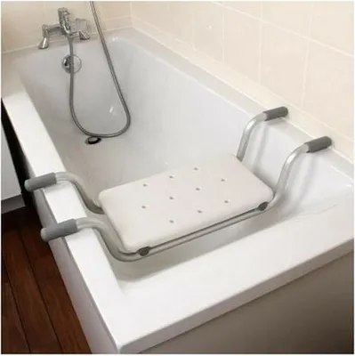 Produktbild von Ausziehbarer Badewannensitz, verstellbarer Hängebadewannensitz, Badezimmerhocker, Tragkraft 120 kg, Weiß