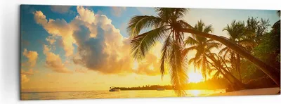 Produktbild von Bild auf Leinwand - Leinwandbild - Meer Strand Palme - 160x50cm - Wand Bild - Wanddeko - Wandbilder - Leinwanddruck - Bilder - Kunstdruck - Wanddekoration - Leinwand bilder - Wandkunst - AB160x50-3922