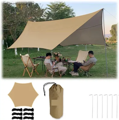 Produktbild von 4.5x3mWasserdicht Sonnensegel Camping Zeltplane Tarp Schutzplane mit Zeltstangen