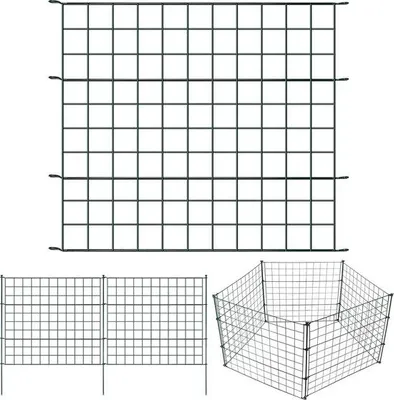 Produktbild von Famanu Schafzaun Teichzaun 11-teilig - Metall Gartenzaun Grün