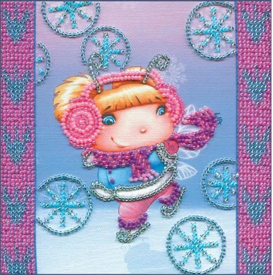 Obrázok produktu pre Abris Art sada korálkových stehov "Snehový anjel", s potlačou, 15x15cm
