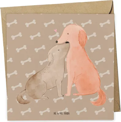 Produktbild von Mr. & Mrs. Panda Grußkarte Hunde Liebe - Hundeglück - Geschenk, Kuscheln, Glückwunschkarte, Vertrauen, Sprüche, Hund, doppelkarte, Herz, anlasskarte, Klappkarte