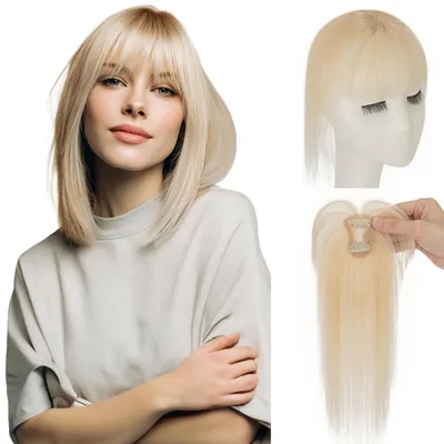 Produktbild von Clip in Pony Echthaar Wispy Bangs #60 Platinblond 10g