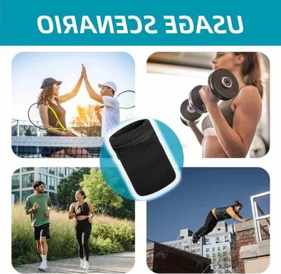 Set von 2 Sport Schweißbändern mit Reißverschlussfach, Baumwoll-Handgelenkbändern für Fußball, Basketball und Tennis Zubehör