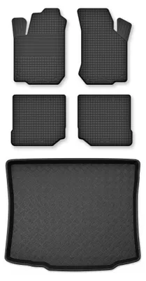 Image de Tapis en caoutchouc + bac de coffre pour Audi A3 8L 1996-2001 (hayon, 5 portes) – 5 pièces, noirs, semi-universel, adapté