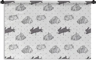 Produktbild von MuchoWow® Wandteppich Wandbehang Kaninchen - Tiere - Schlaf - Kinder - Verhaltensmuster 150x100 cm Tapisserie Dekoration Wandtuch - Waschbar - Tapisserien - Wand-Decke