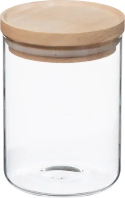 Zdjęcie produktu dla Słoik na żywność sypką z drewnianym wieczkiem, 600 ml