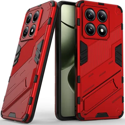 Obrázek produktu pro Pouzdro pro Xiaomi 14T Hybridní PC TPU Nárazuvzdorné Ochranné Pouzdro s Funkcí Stojanu červené