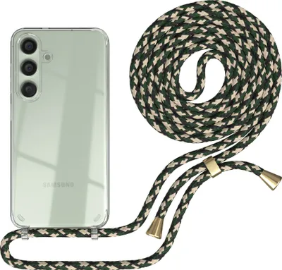 Produktbild von EAZY CASE Handykette kompatibel mit Samsung Galaxy S24, Handyhülle mit Umhängeband, Handykordel, Schutzhülle Clear, Band in Grün