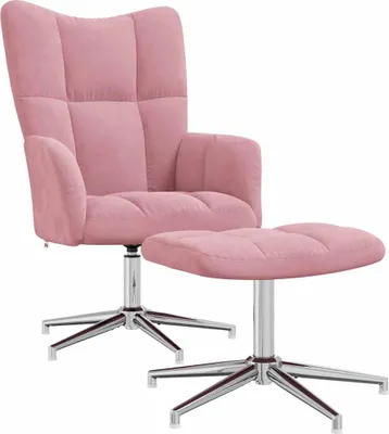 Obrázek produktu pro Relaxační křeslo se stoličkou růžové samet