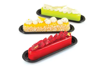Produktbild von Fashion Eclair 80 - Silikonform 130X25 H 25 Mm + 10 Tabletts + Schneider