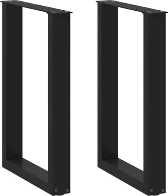 Obrázok produktu pre Nohy k jedálenskému stolu v tvare U, 2 ks, čierne, 50 x (72-73) cm, oceľové