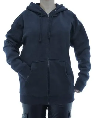 Produktbild von Damen Hoodie warm Fleece Kapuze Reißverschluss Zip Oversize 7177 dunkelblau L