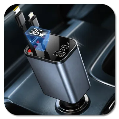 USB-C Autoladegerät 56 W, 4 Ports, Schwarz